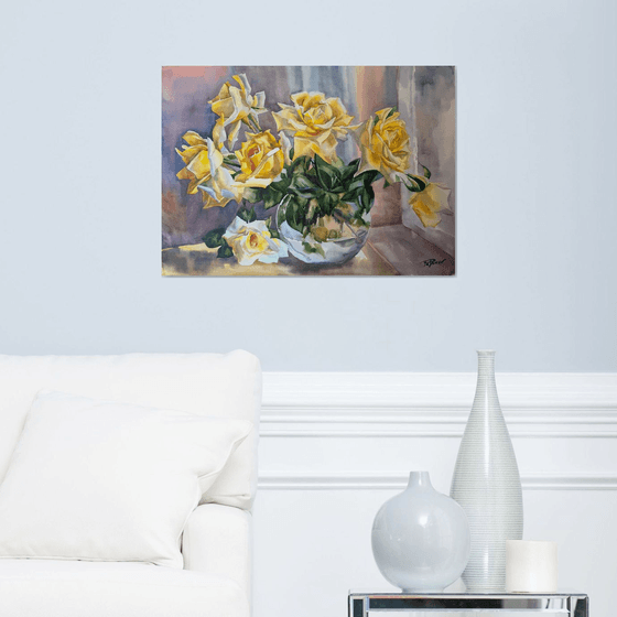 A bouquet of yellow roses