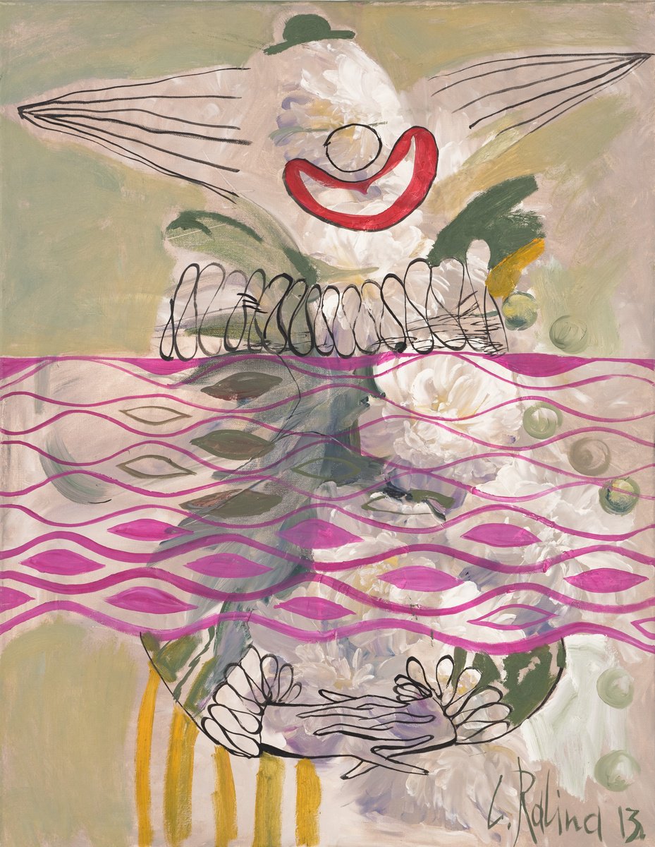 Abstract Oil Painting By Yelena Ralina, 28 X 35", Clown, Original Artwork