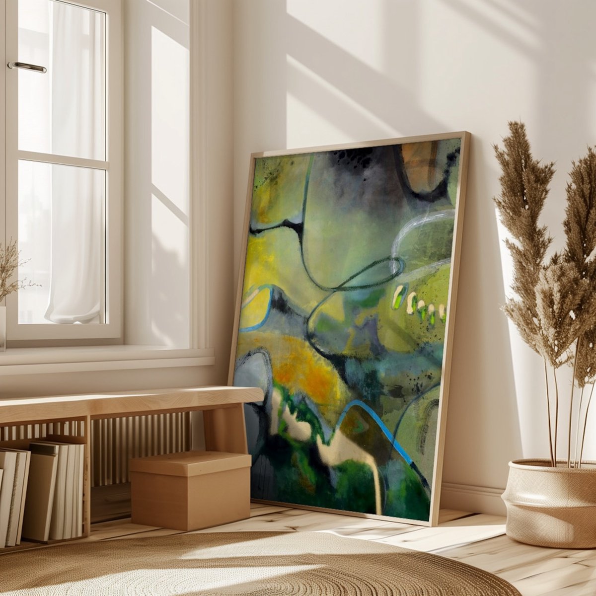 Organic Abstract Acrylic Painting By Poovi Art, 48 X 60", But By Choice, Original Artwork