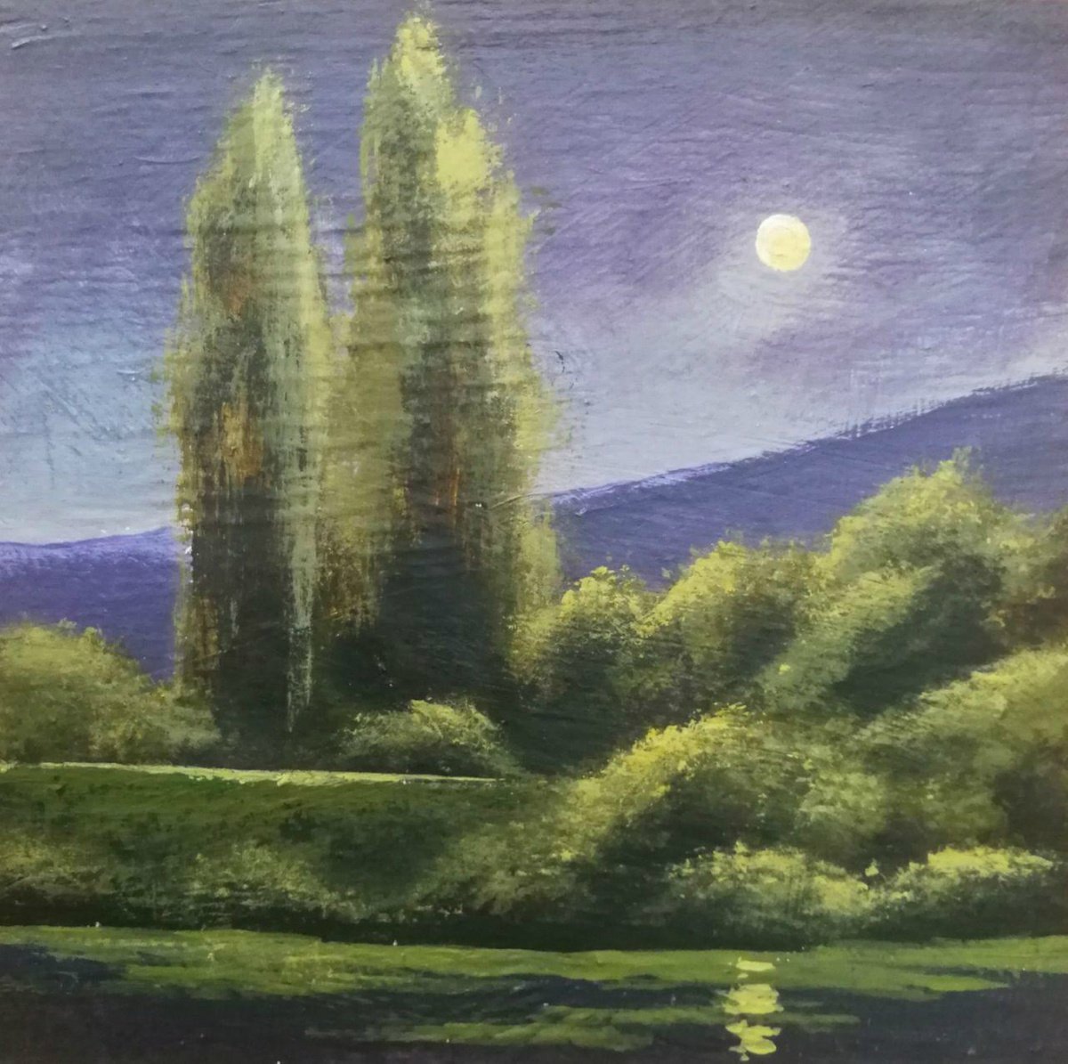 Moonlight. Acrylic on panel. 15x15cm by Eugene Gorbachenko
