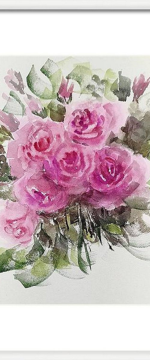 Pink Roses by Asha Shenoy