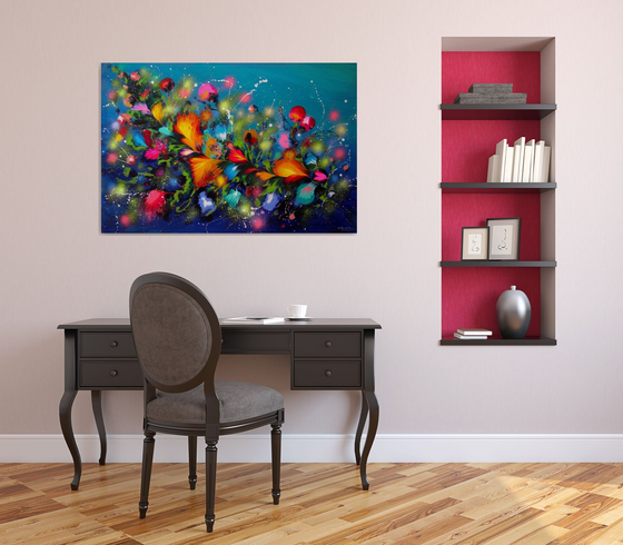 "Eden Evening Garden" Large Floral Painting