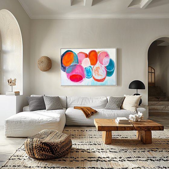 Colorful circles on white