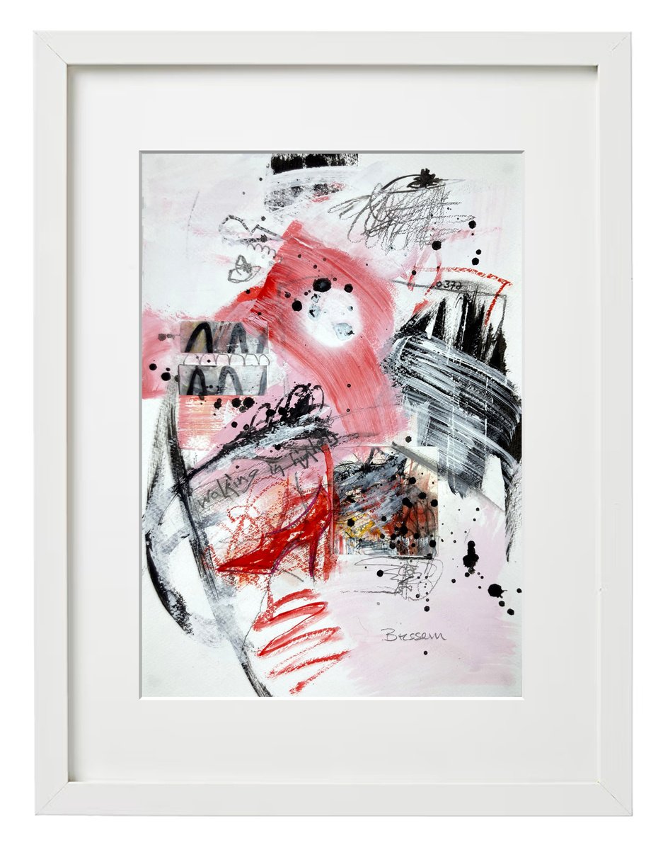 Abstract Acrylic Painting By Jutta Rika Bressem, 8 X 11", Walking In High Heels, Original Artwork