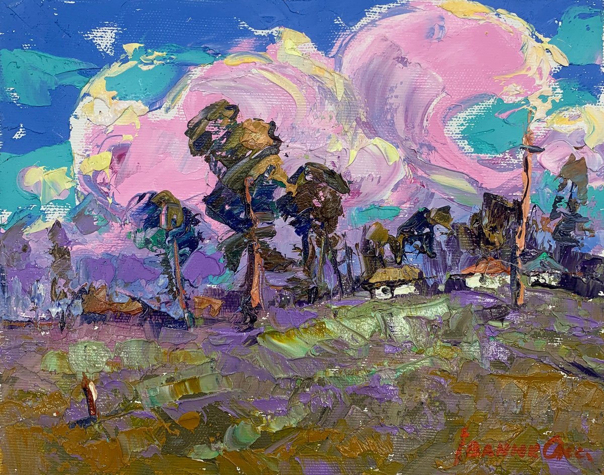 Impressionistic Landscape Oil Painting By Kalenyuk Alex, 10 X 8", Cold Wind, Original Artwork