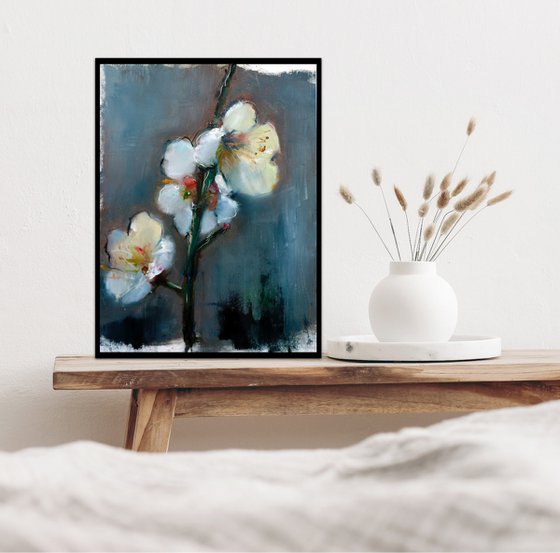 Cherry Blossom Delight- Original Oil Painting on Paper - Fine Art Floral Decor Botanical Artwork for Your Home
