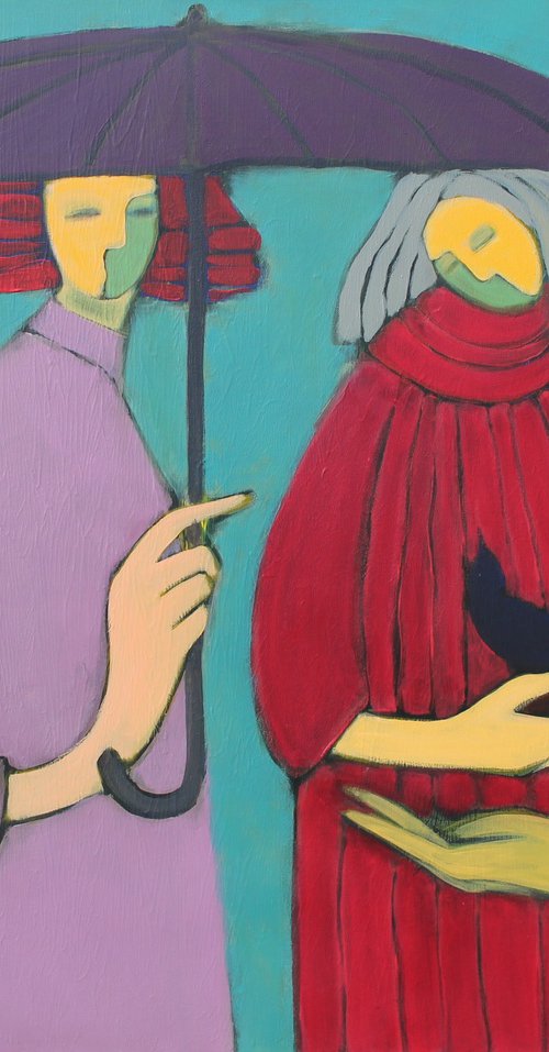 Two under an umbrella. by Tatjana Auschew