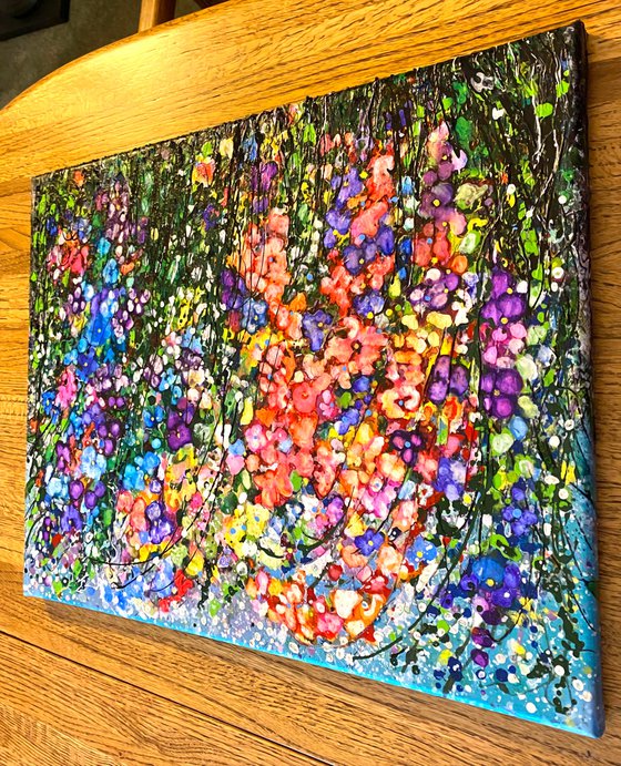 Multi-Colored  Flowers Abstract  - Original Painting