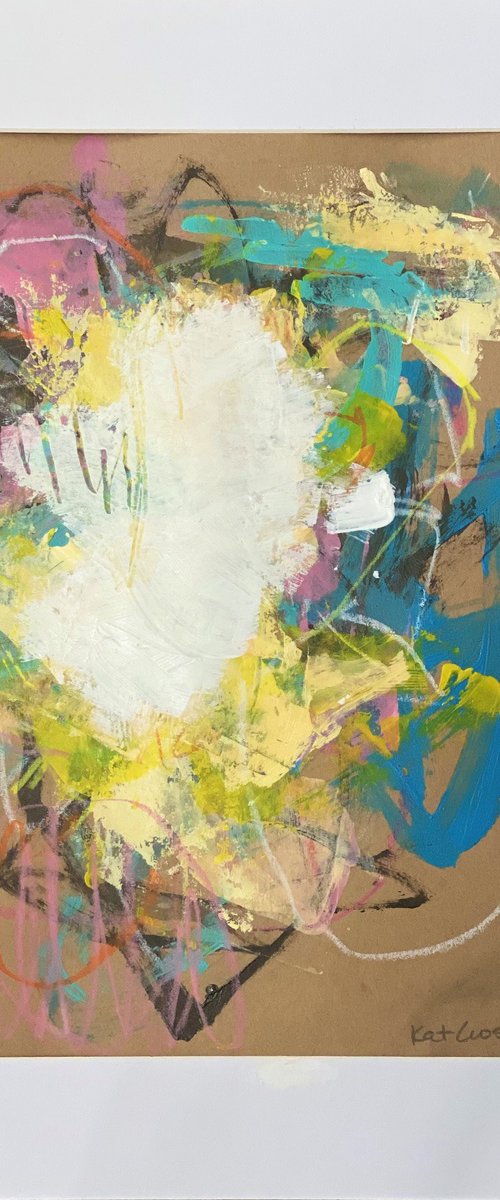 Hidden Gems 22 - brightly colored energetic bold abstract painting raw art by Kat Crosby