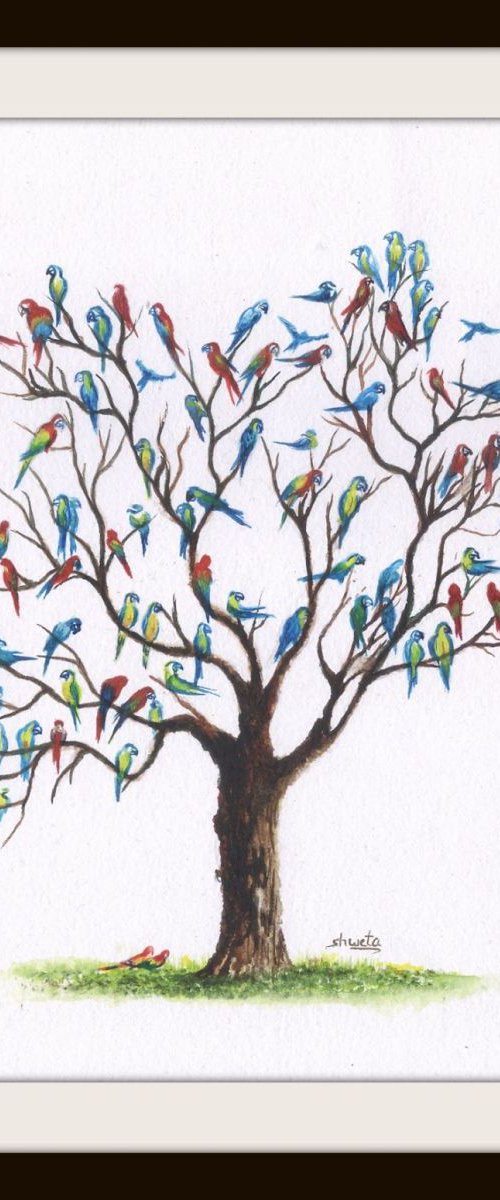 Macaw Birds on Tree by Shweta  Mahajan