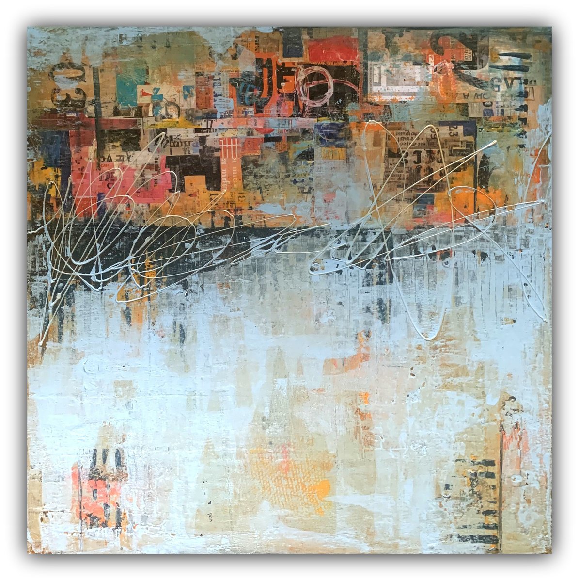 Abstract Painting By Elizabeth Moran, 20 X 20, Urban Echoes, Original Artwork