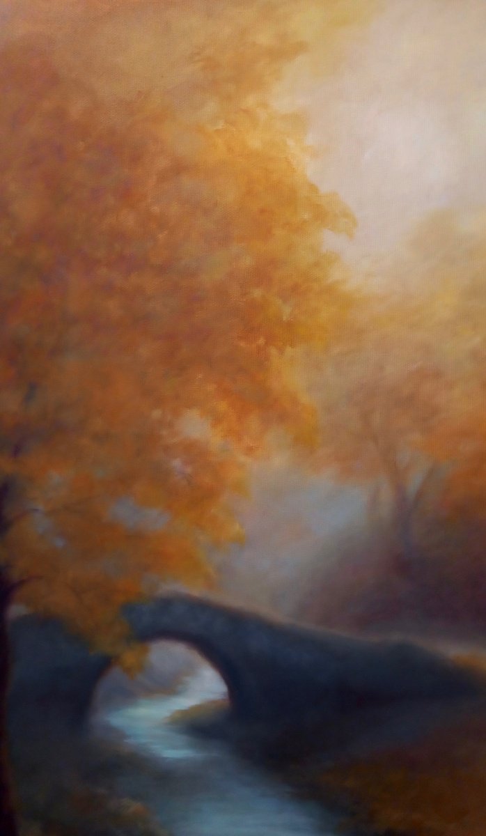 Landscape Oil Painting By Lee Campbell, 31 X 31", Orphic Portal, Original Artwork