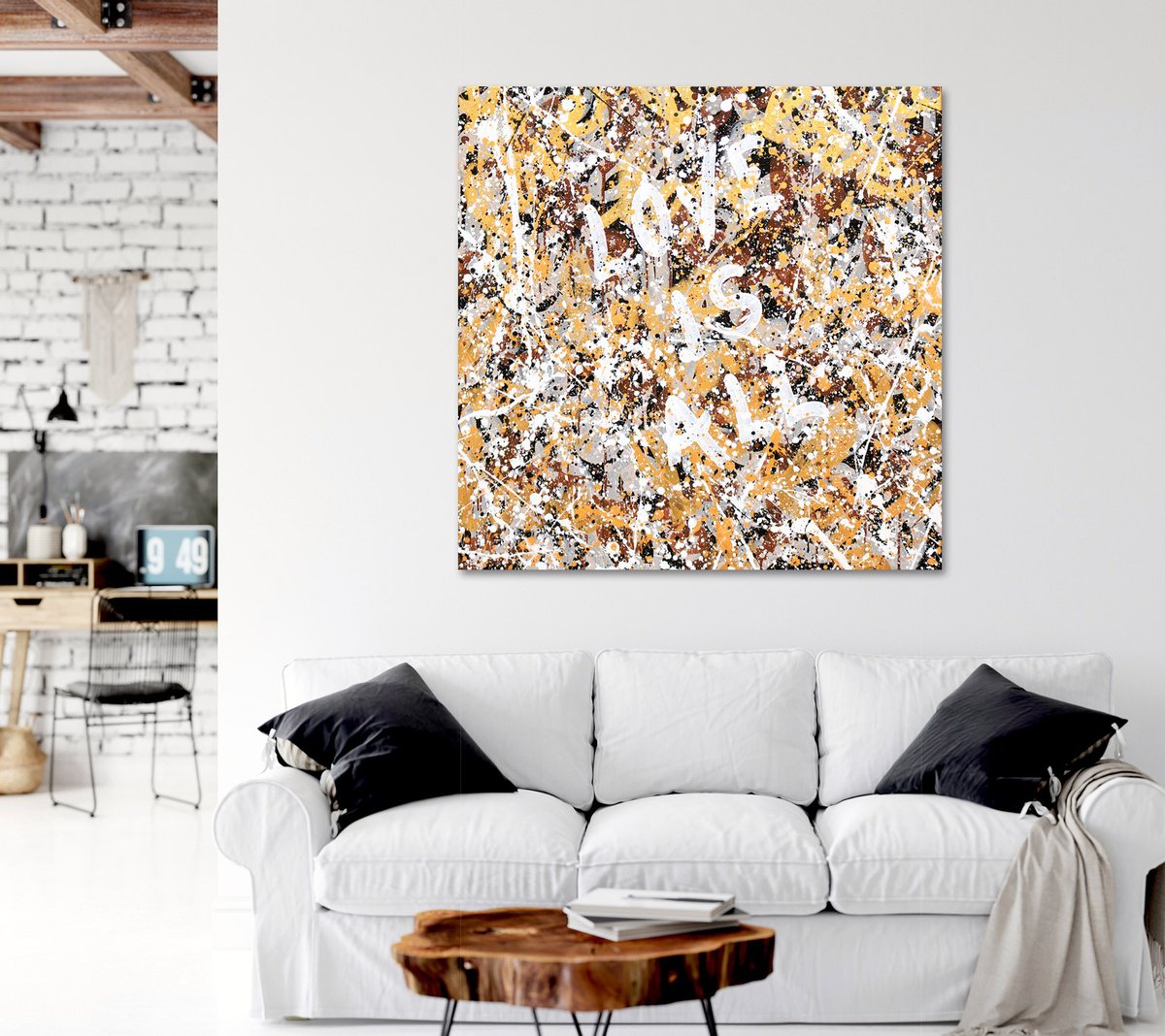 Urban And Pop Abstract Acrylic Painting By Isabelle Pelletane, 31 X 31, Love Is All, Original Artwork