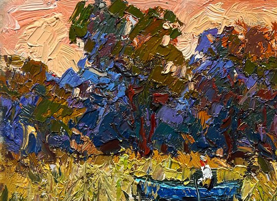 On a boat among the reeds