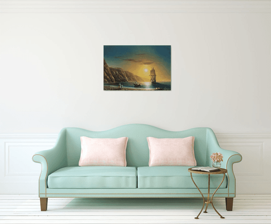 Fishing day-2 (60x90cm, oil painting, ready to hang)