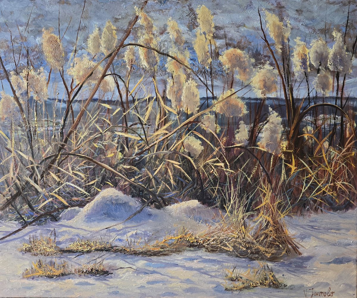 Impressionistic Landscape Oil Painting By Vladimir Jarmolo, 24 X 20", Warm February, Original Artwork