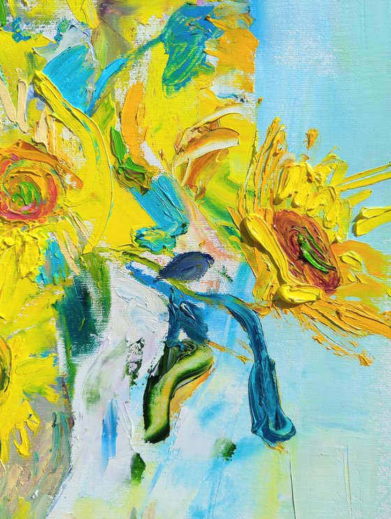 Sunflowers on white