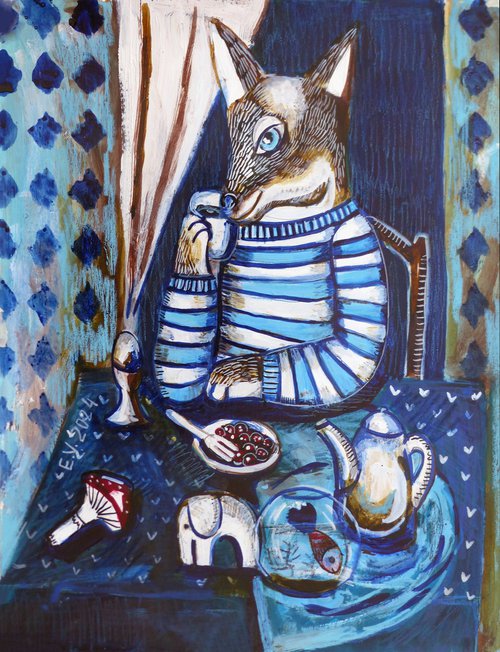 Coffee Cat by Elizabeth Vlasova