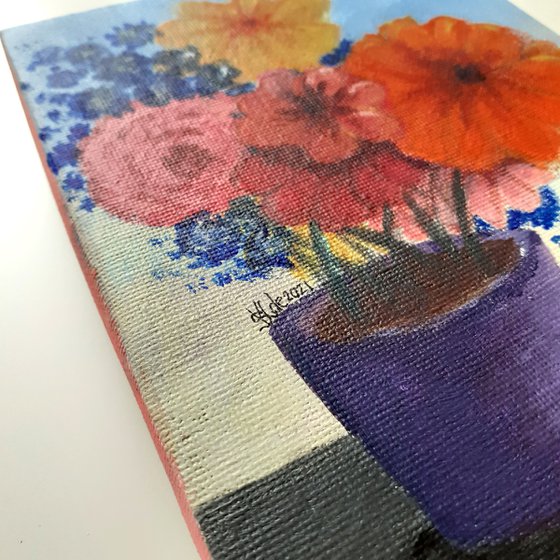 Small Acrylic Painting 4" x 6" on Canvas - 'Fragrant Bouquet'