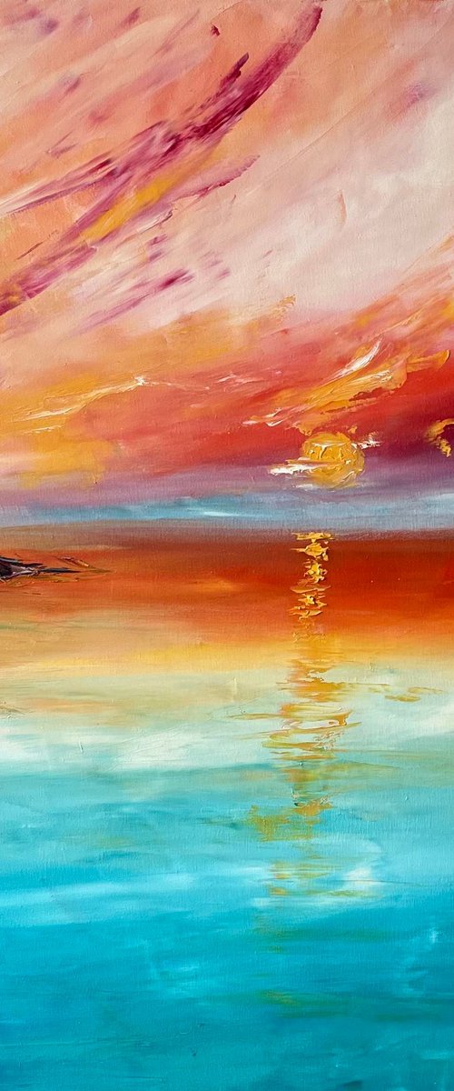 Peach sunset by Anastasiia Novitskaya