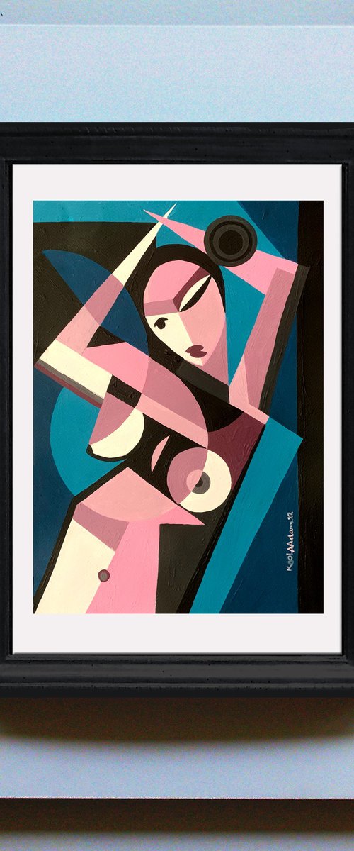Woman with Blue Background by Koola Adams