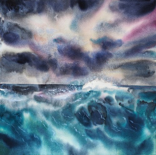 Stormy sea by Delnara El
