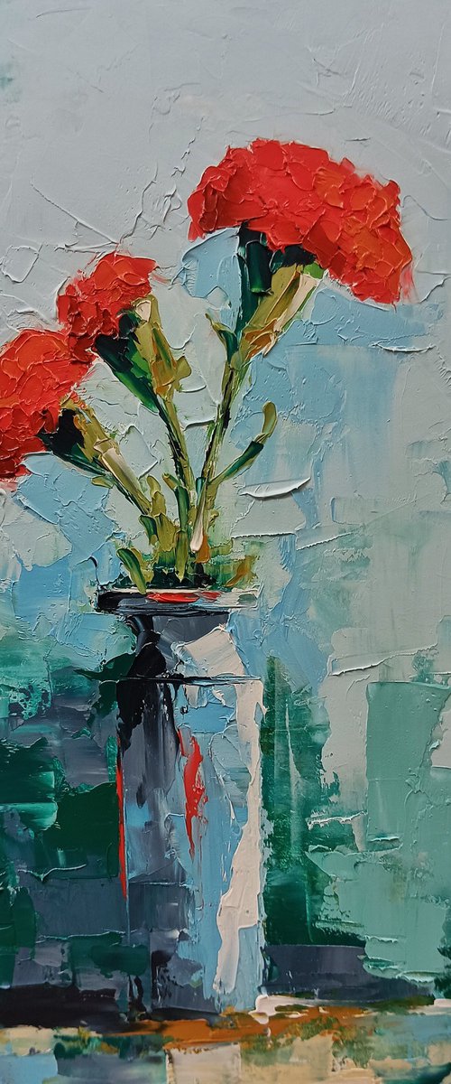 Carnation flowers in vase. Still life for gift by Marinko Šaric
