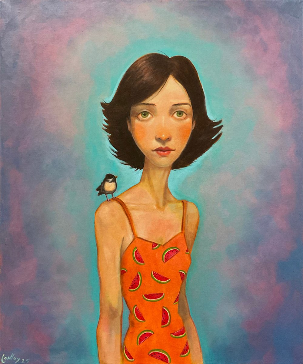 Expressive Portrait Oil Painting By Pete Conroy, 20 X 24", When Life Gives You Melons, Original Artwork