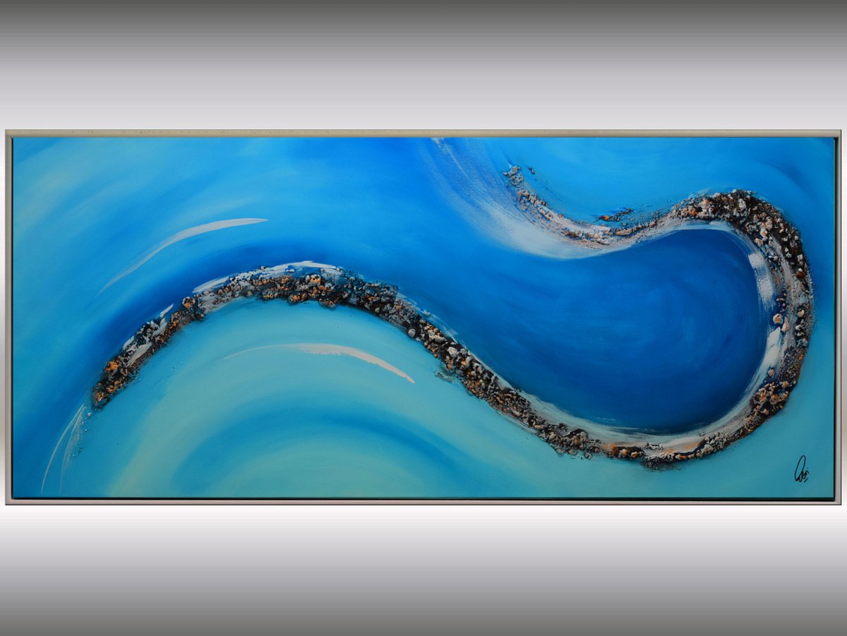 Big Wave 2 - Abstract Art - Acrylic Painting - Canvas Art - Framed Painting - Abstract Gol... by Edelgard Schroer