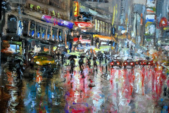 New York City streets in Rain 3, 16x12 in
