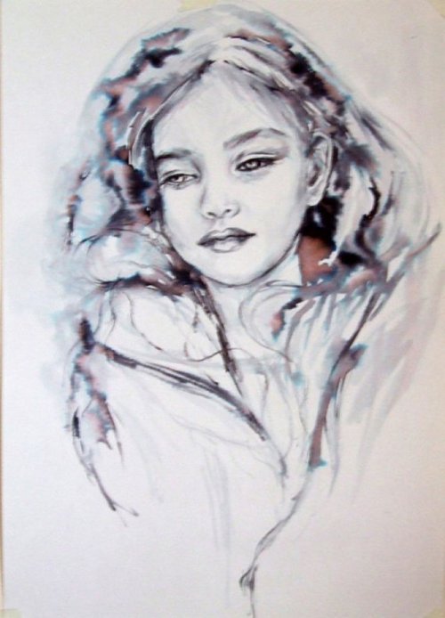 Young girl in Ink / Portrait by Anna Sidi-Yacoub