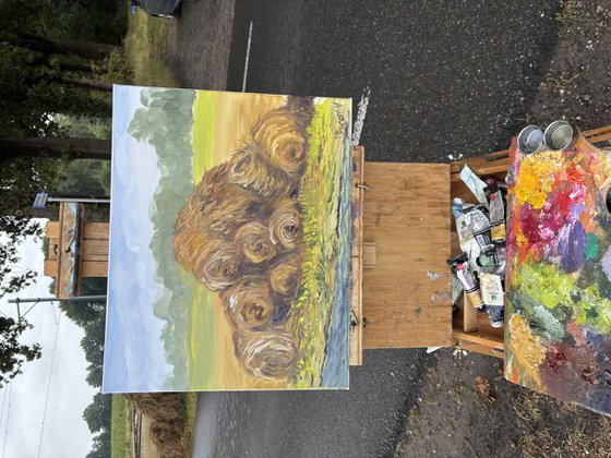Hay bales. Plein air