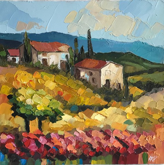 Provence landscape 22x22cm