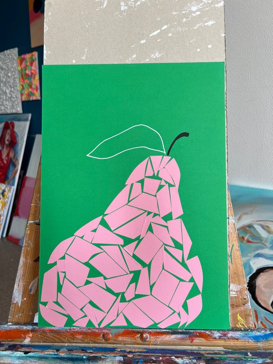 Pink Pear Paper Cutout