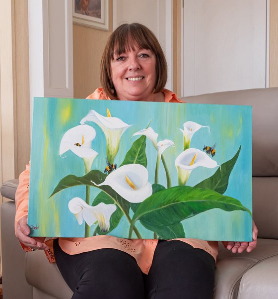 Calla lily and bees