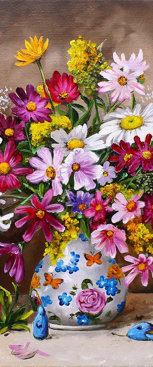 Summer Bouquet, Cosmos Flowers by Natalia Shaykina