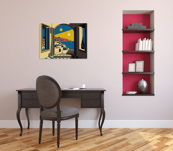 Evening in Santorini (inspired by Roy Lichtenstein) |  23,5"x31,5" (60x80 cm)