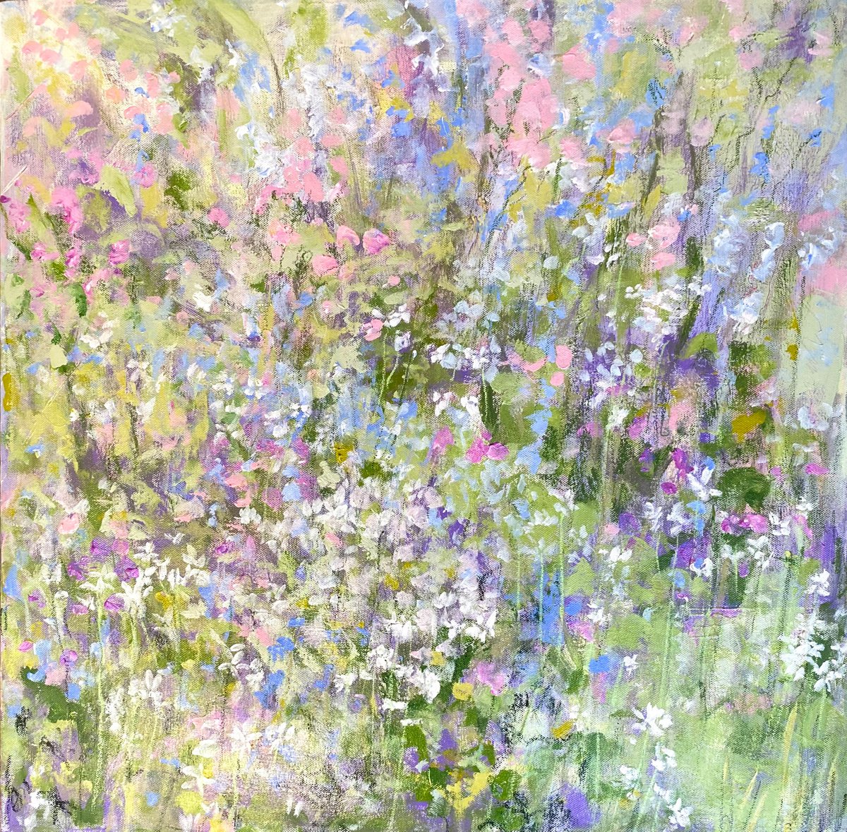 Abstract Landscape Acrylic Painting By Nikki Wheeler, 26 X 26", Summer, Original Artwork