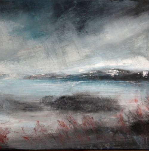 Dark City - large abstract landscape by Cecilia Frigati