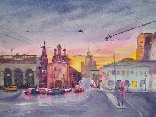 Moscow cityscape by Elena Gaivoronskaia