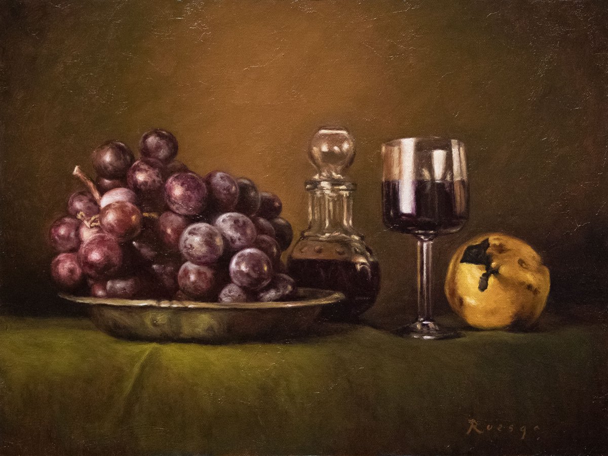 Grapes, wine and pear by Edgar Ruesga