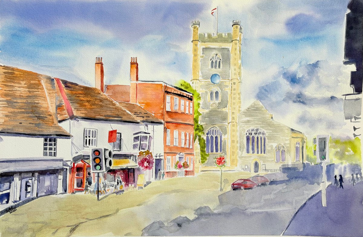 Impressionistic Cityscapes Watercolour By Geeta Yerra, 23 X 15, Henley On Thames, England, Original Artwork