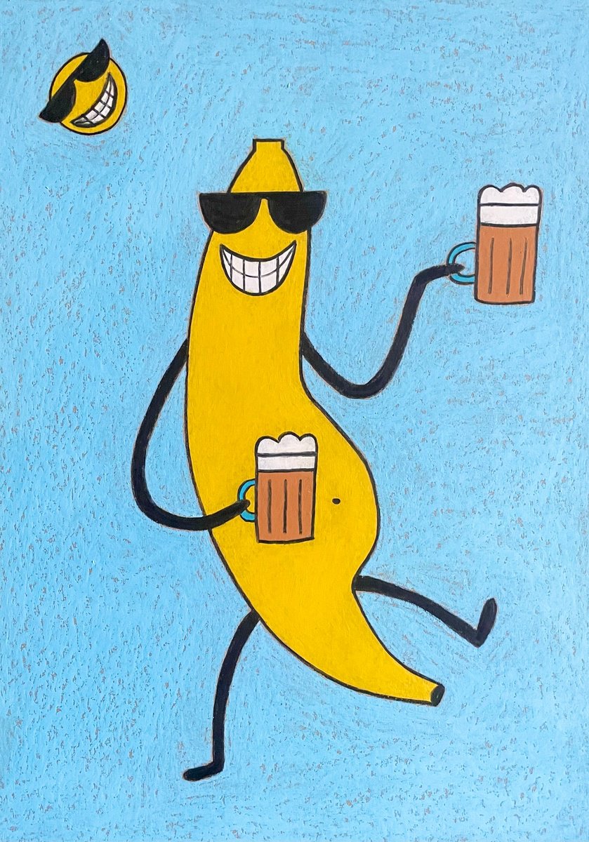 Mister Banana love beer too much by Ann Zhuleva