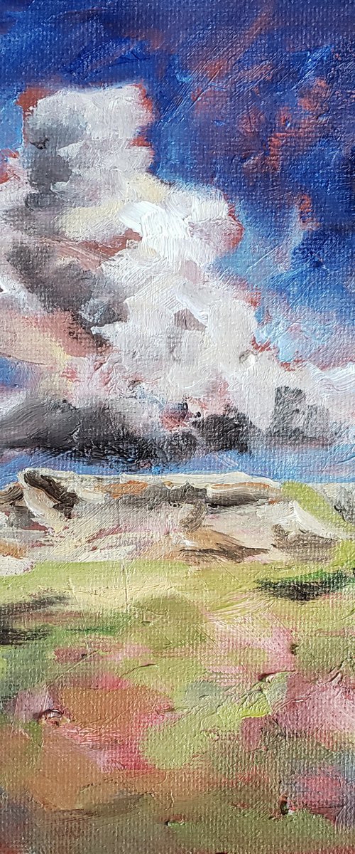 "Thunderhead Over Sentinel Butte" - Landscape - Mountains by Katrina Case