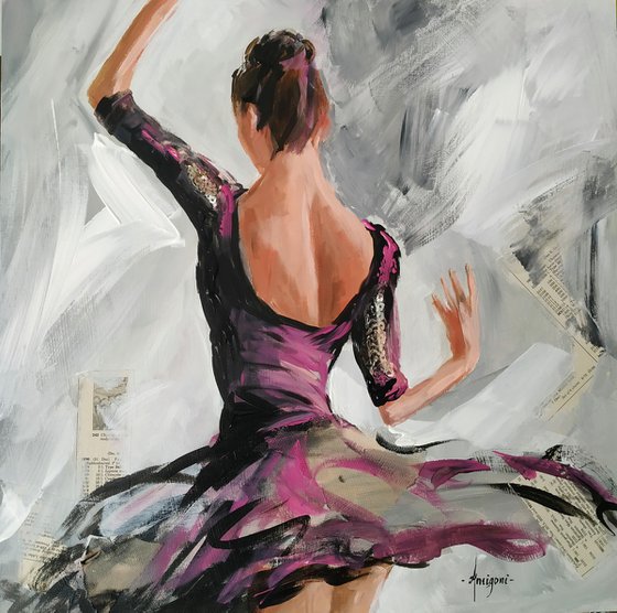 Enlighten study  7 -Ballerina- woman Painting on MDF