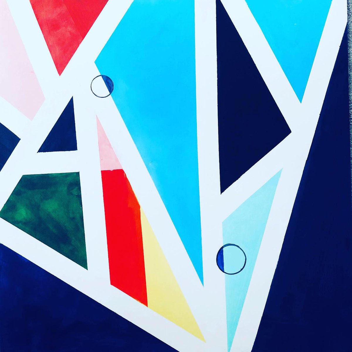 Geometric Abstract Acrylic Painting By Shabs Beigh, 24 X 24", Kites 7, Original Artwork