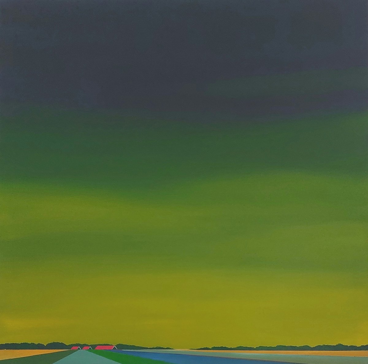  Colourful Fields, Golden Sky (2) By Nelly Van Nieuwenhuijzen, 35 X 35, Artwork For Sale On Artfinder