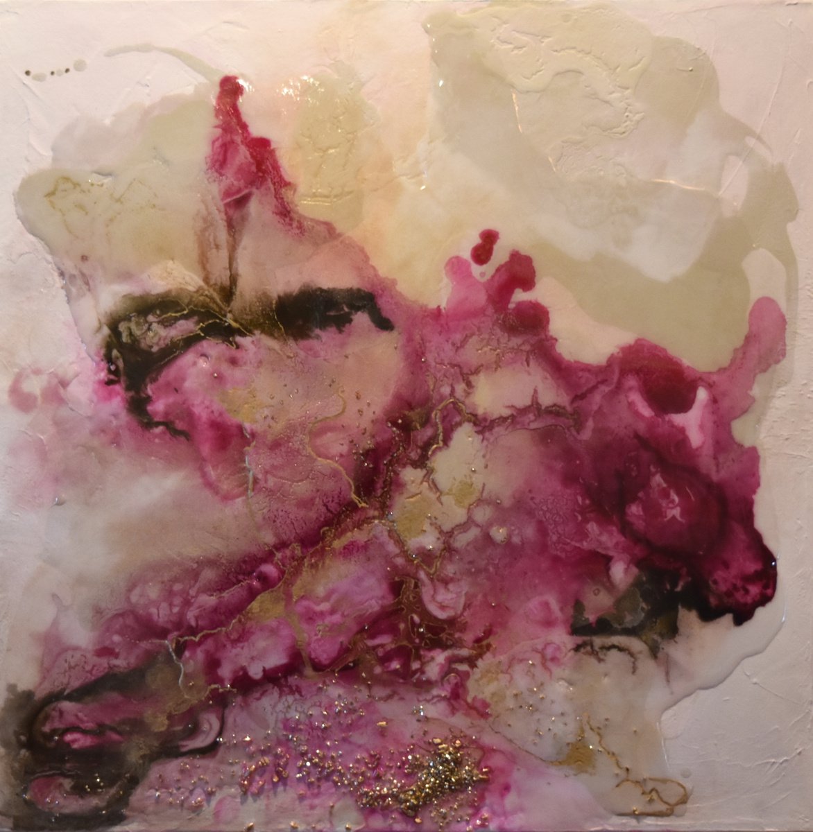 Abstract Painting By Tamara Bettencourt, 24 X 24", Zou Bisou Bisou, Original Artwork