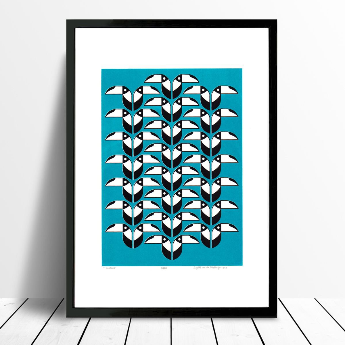Toucans (turquoise) - Framed FREE UK Delivery by Lu West