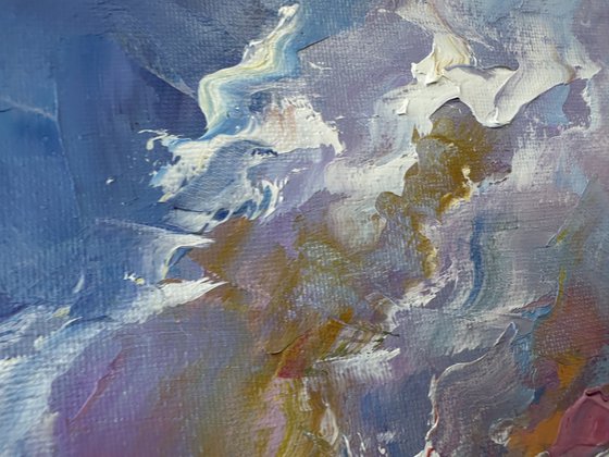 Pink clouds and pink flowers